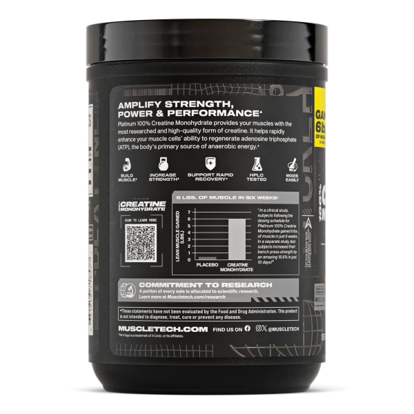 Suplemento de creatina Muscletech Creatina Platinum sabor frutos rojos, envase de 399g para mejorar rendimiento muscular