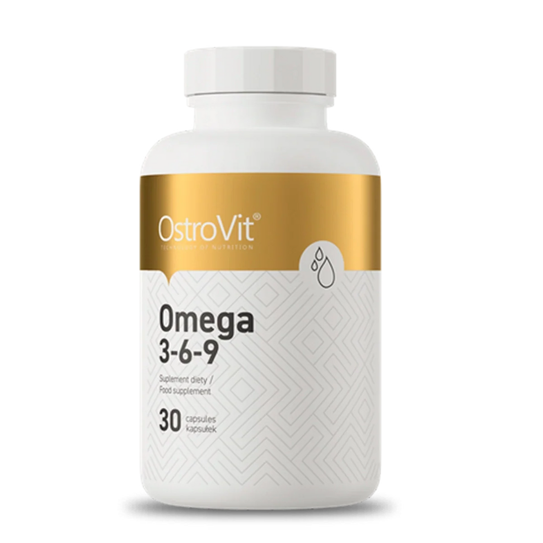 Suplemento Omega 3-6-9 Ostrovit en cápsulas, fuente de ácidos grasos esenciales para la salud y bienestar.