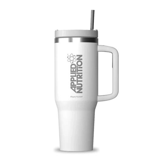 Botella tumbler blanca de 1200 ml para fitness de la marca Applied Nutrition, con tapa y diseño resistente para entrenamiento.