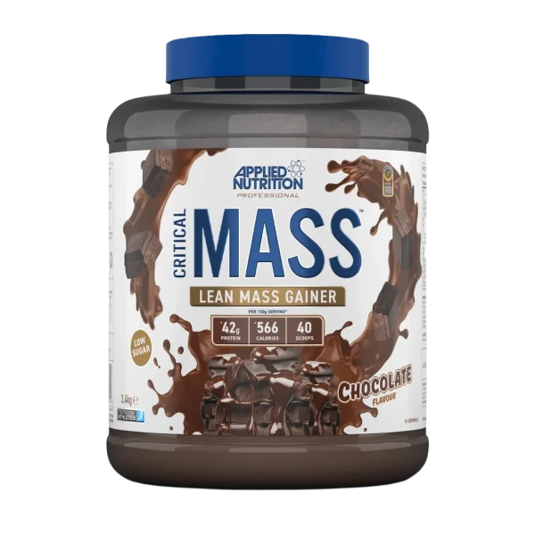 Suplemento de proteína Critical Mass Professional de Applied Nutrition en sabor fresa, envase de 2.4 kg, vista frontal.