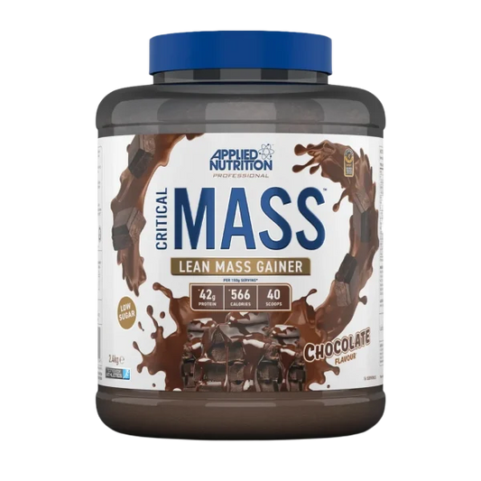 Suplemento de proteína Critical Mass Professional de Applied Nutrition en sabor fresa, envase de 2.4 kg, vista frontal.