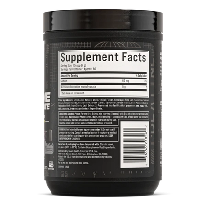 Suplemento de creatina MuscleTech Creatina Platinum Grape Freeze en envase de 392g, con sabor a uva congelada, para mejorar el rendimiento.