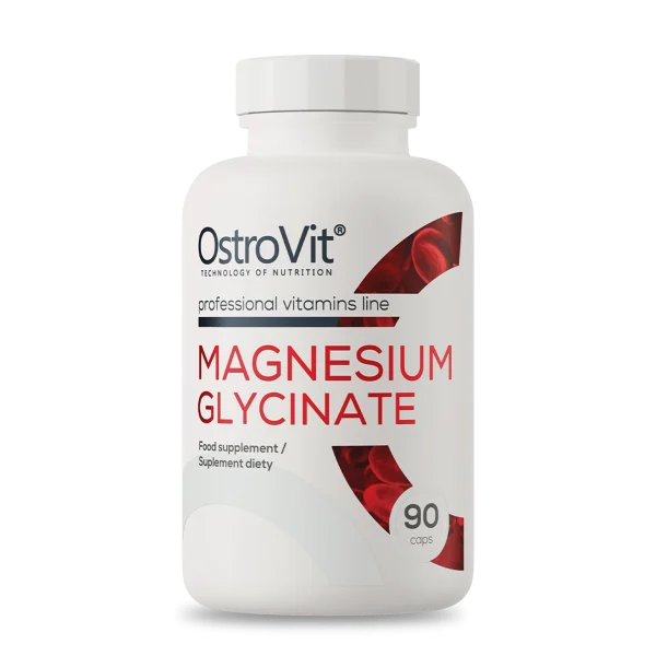 Suplemento de magnesio glicinato OstroVit en cápsulas, suplemento de magnesio para salud y bienestar.