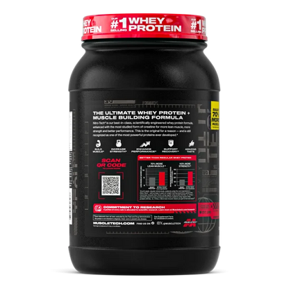 Suplemento de proteína whey MUSCLETECH Nitro Tech sabor cookies and cream en envase de 2 lb, vista frontal.