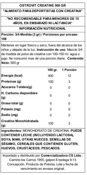Ostrovit Creatina 500 G Sin Sabor - Proteína, creatina y suplementos originales – LORDXFIT Chile
