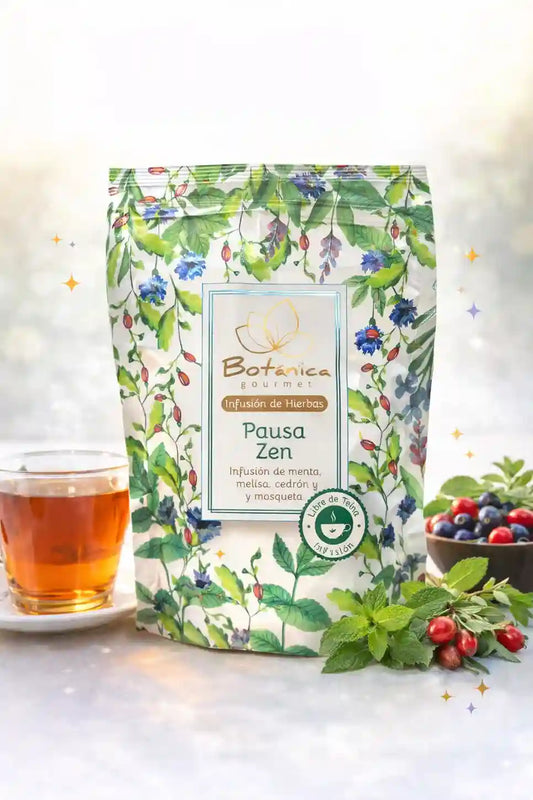 Infusión Pausa Zen de té de hierbas relajante natural en taza, perfecta para momentos de calma y tranquilidad.