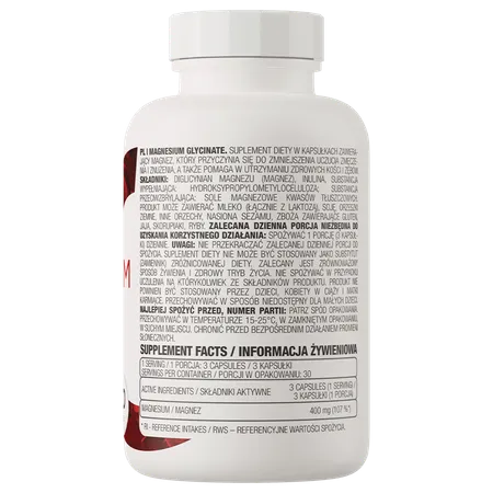 Suplemento de magnesio glicinato OstroVit en cápsulas, 90 unidades, ideal para mejorar la salud y el bienestar natural.