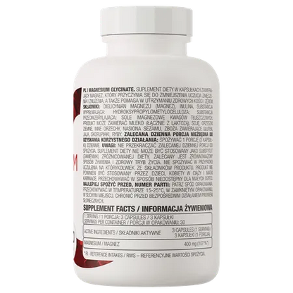 Suplemento de magnesio glicinato OstroVit en cápsulas, 90 unidades, ideal para mejorar la salud y el bienestar natural.