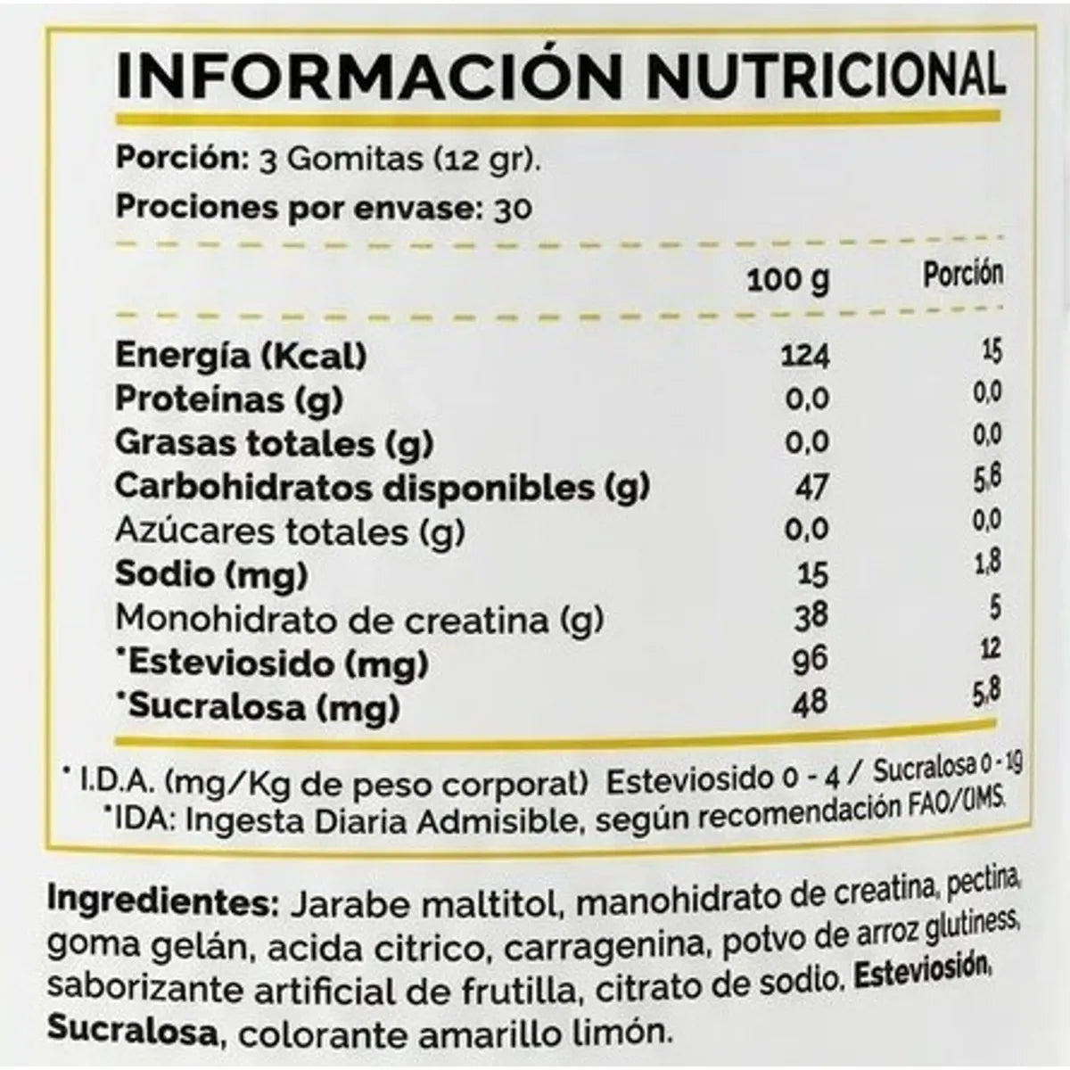 CREATINA MONOHIDRATADA GOMITAS 360GR - 4ACTIVE