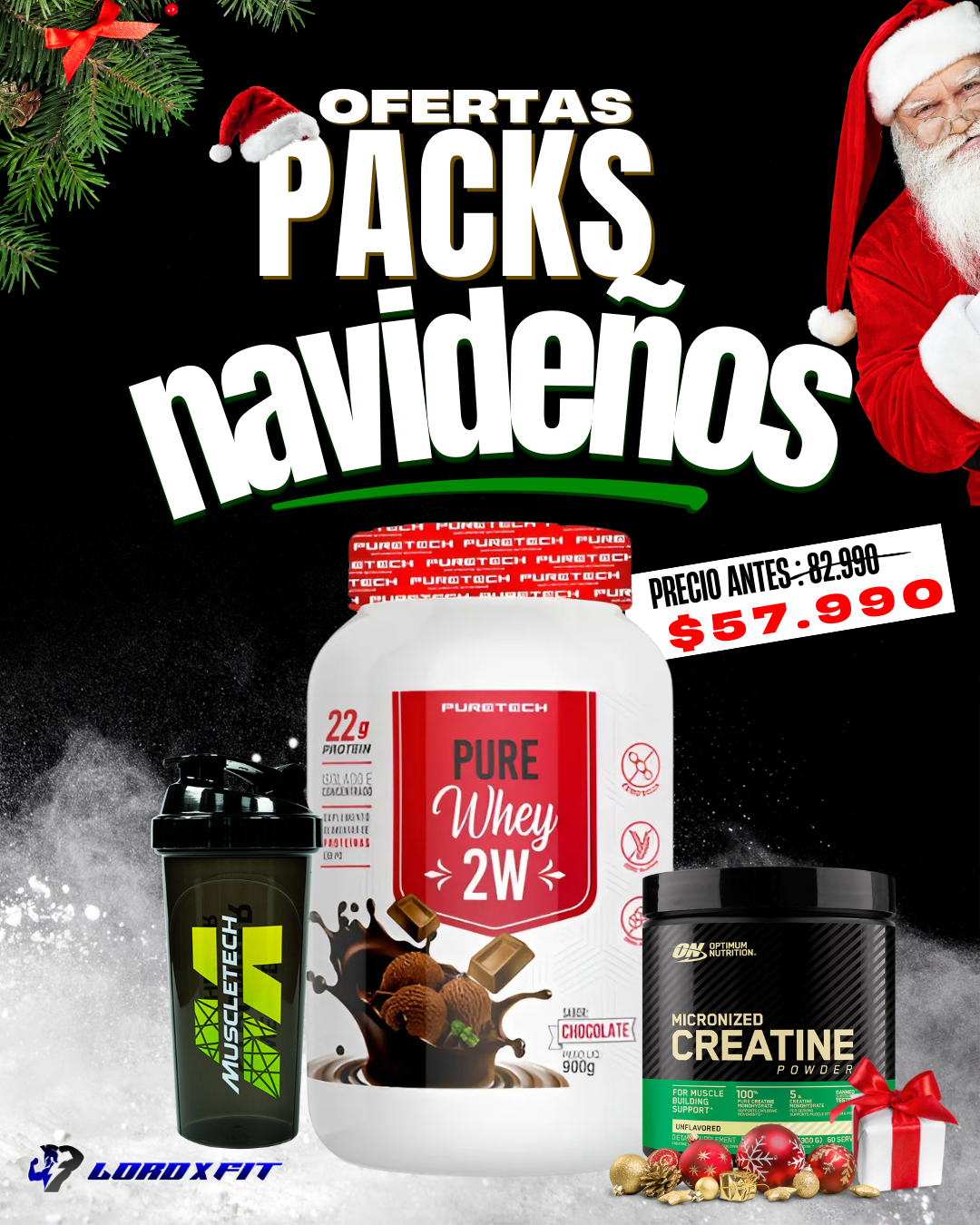 Proteína PureTech + Creatina ON + Shaker MuscleTech - Proteína, creatina y suplementos originales – LORDXFIT Chile