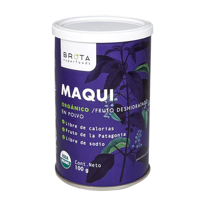 Maqui orgánico en polvo Brota Superfoods 100g - frente del envase