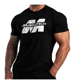 Polera Gym MuscleTech logo blanco talla L