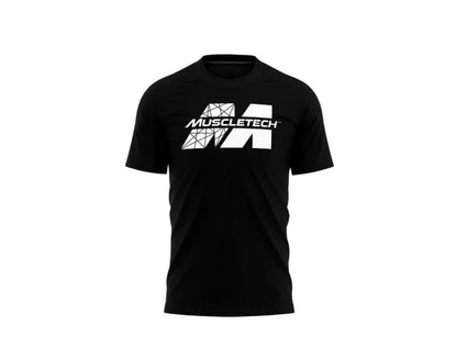 Polera de entrenamiento MuscleTech con logo blanco, talla L, ideal para fitness y ejercicio.
