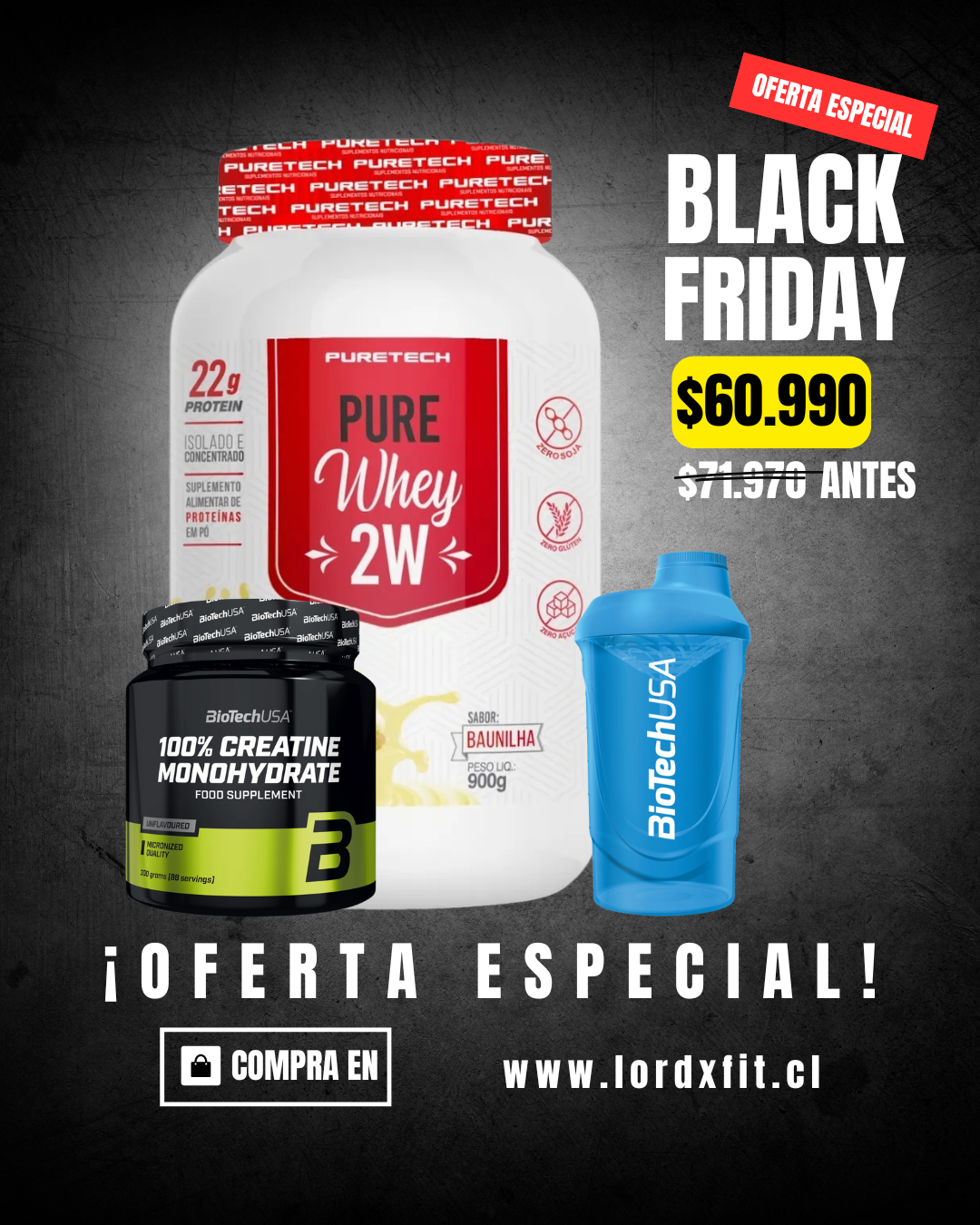 Pure Whey 2W + Creatina BioTechUSA + Shaker - Proteína, creatina y suplementos originales – LORDXFIT Chile