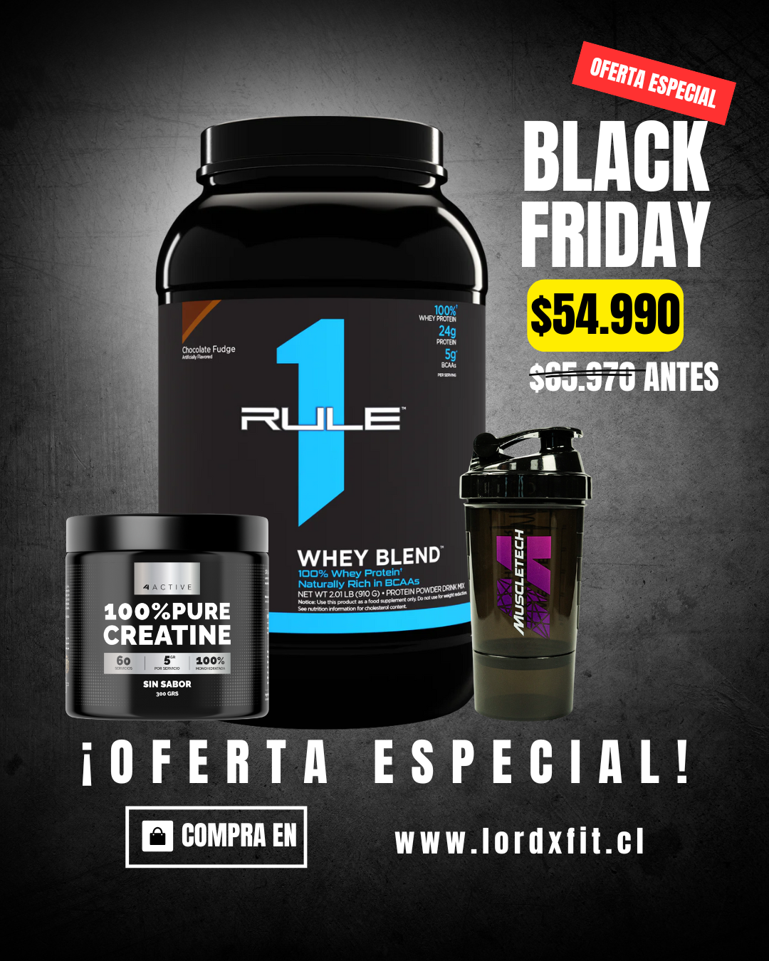 Rule 1 Whey Blend + Creatina + Shaker - Proteína, creatina y suplementos originales – LORDXFIT Chile
