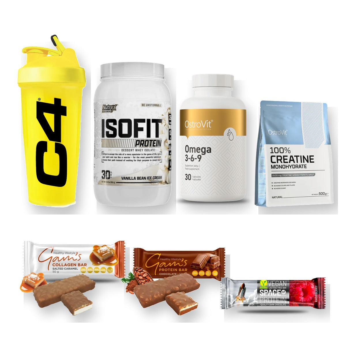 Pack Creatina Ostrovit 500g + Nutrex Proteina Isofit + Space Protein Barra | LordXFit