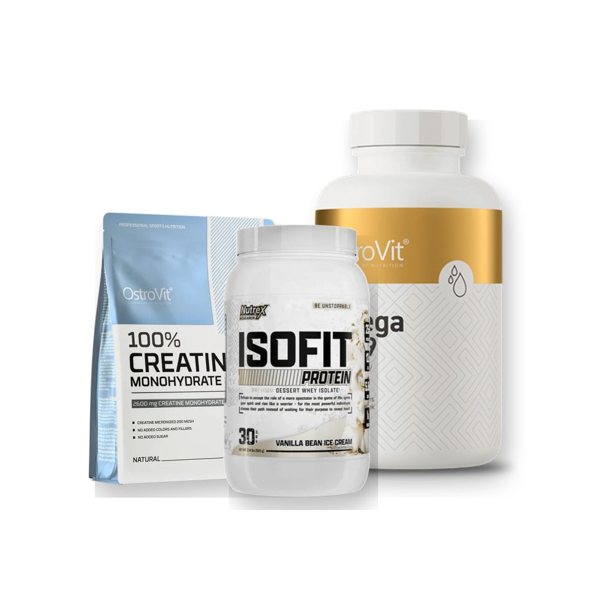 Pack Nutrex Proteina Isofit + Creatina Ostrovit 500g + Omega 3-6-9 Ostrovit | LordXFit