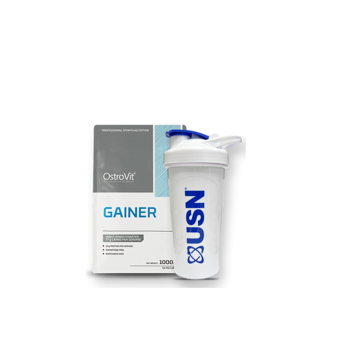 Pack Ostrovit Gainer 2.2 + USN Shaker Blanco | LordXFit