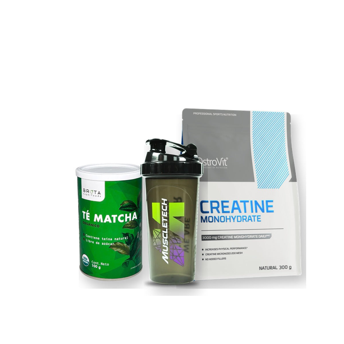 Pack Te matcha orgánico + Supreme Pure Creatina + Muscletech Shaker Negro | LordXFit