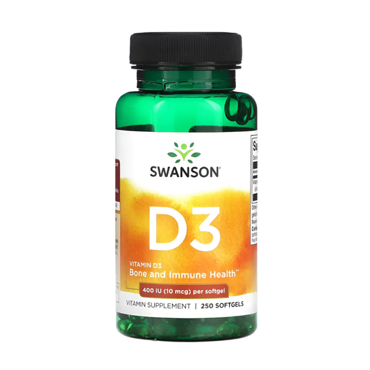 Vitamina D3 Swanson 400IU Alta Potencia x250 cápsulas